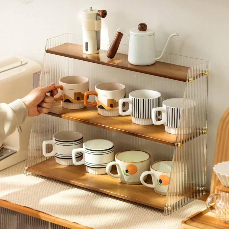 

Firm Cup storage rack desktop water cup collection rack dining table bar counter, household tea cup holder double-layer drain
