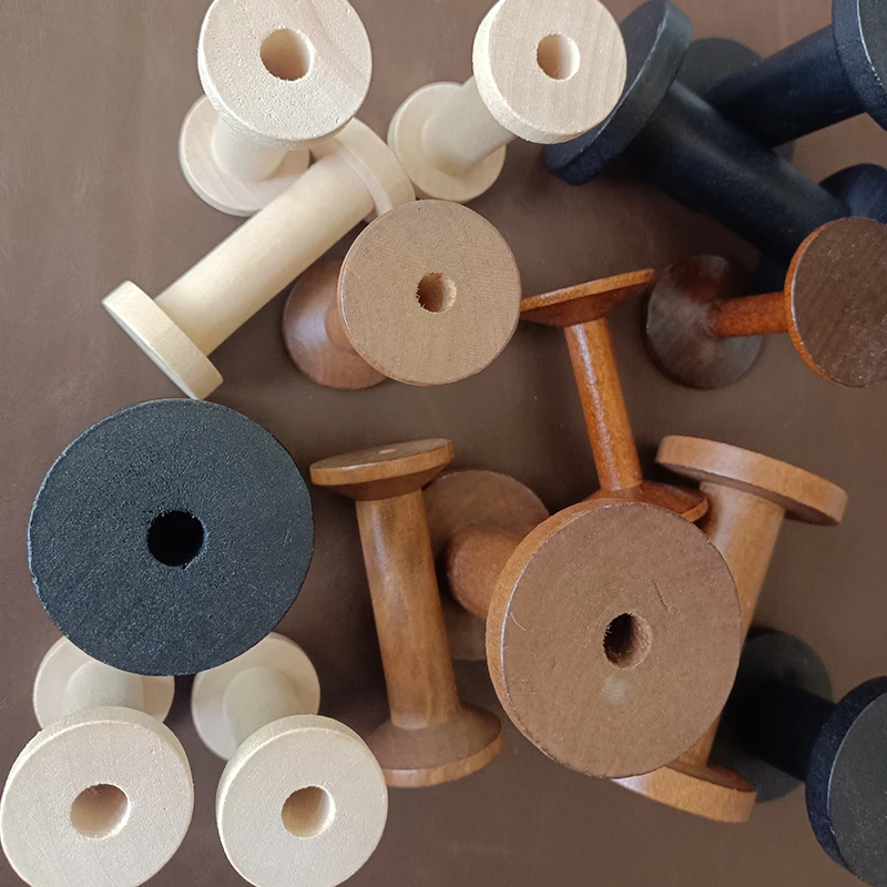 10Pcs/Set Vintage Natural Wooden Spools for Embroidery Sewing Ribbons Twine Wood Crafts Tools Cross Stitch DIY Reels Organizer view 4