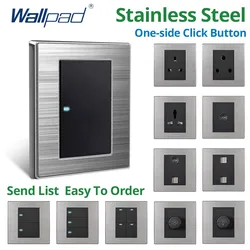 1 2 3 4 Gang 2 Way Wallpad Stainless Steel Panel Wall Light Switch With LED Indicator MF UK Socket 10A AC110 250V