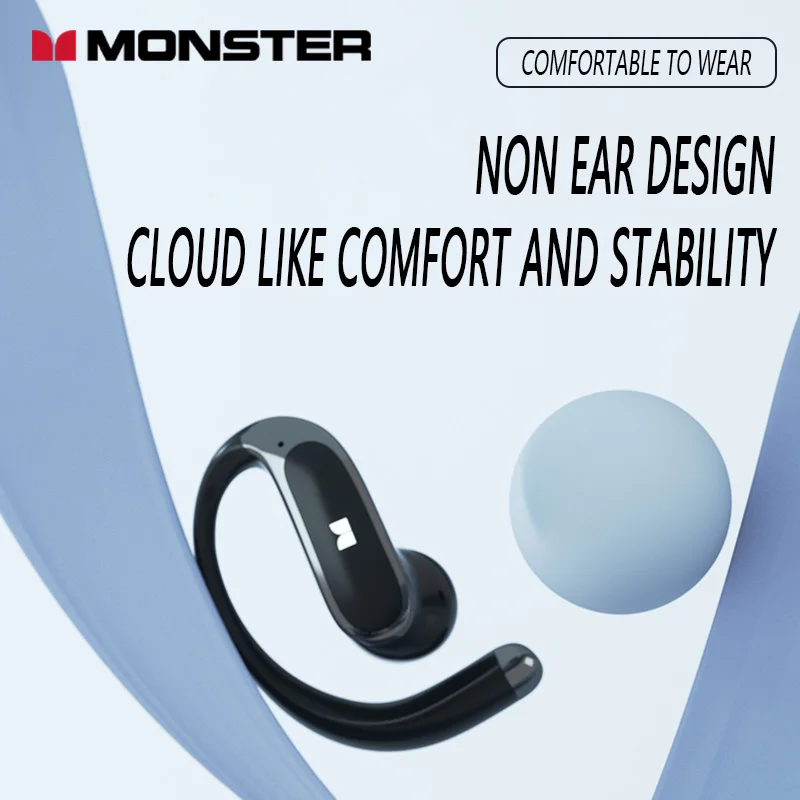 توفر سماعات الرأس بلوتوث المفتوحة MONSTER D01 جودة صوت HIFI وتقليل ضوضاء المكالمات ENC وعمر بطارية طويل الأمد لمدة 25 ساعة