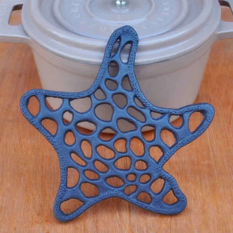 

Retro vintage starfish pot mat, cast iron crafts, dining plate mat, home restaurant kitchen table decoration