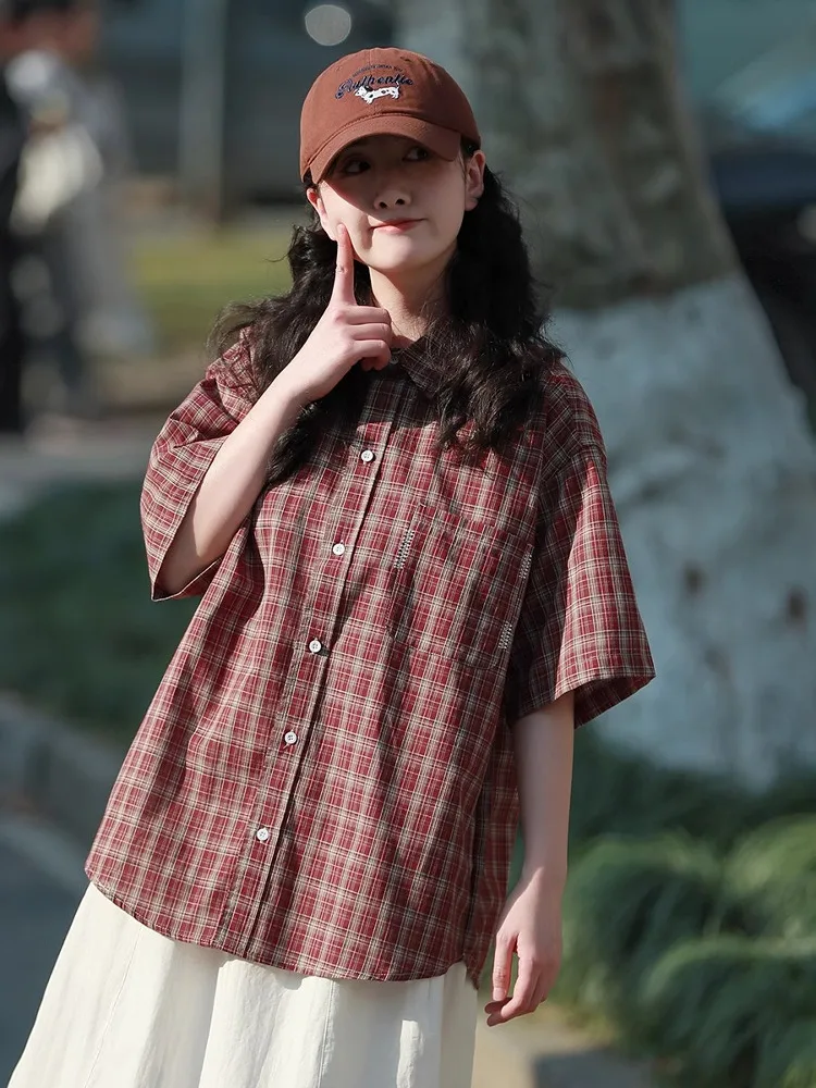 

Retro Japanese Sle Thin Five-Quarter Sve irt Casual Men's Cheered ort Sve Casual irt Trendy Workwear Couple's...