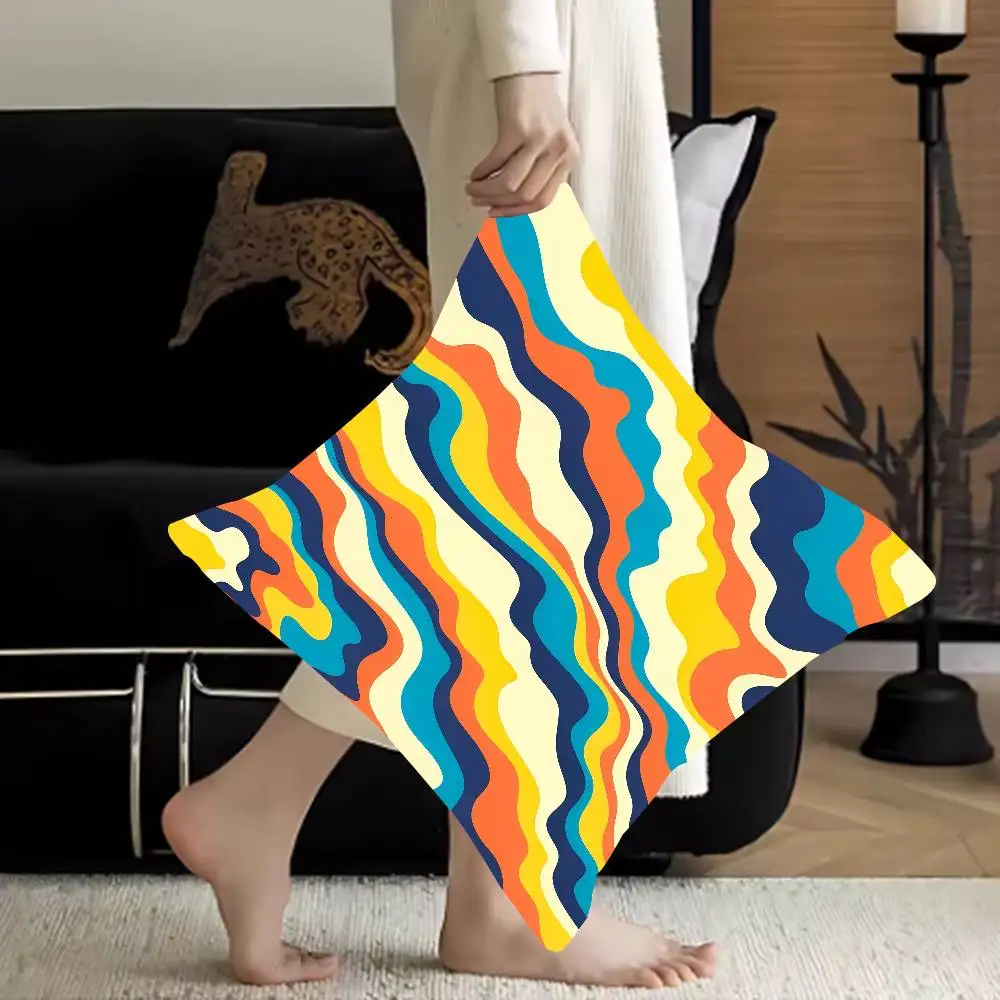 

Colorful Wave Pattern Personalized Pillow Dust Cover Bedroom Kids Party Decoration Pillowcase Birthday Children Gift