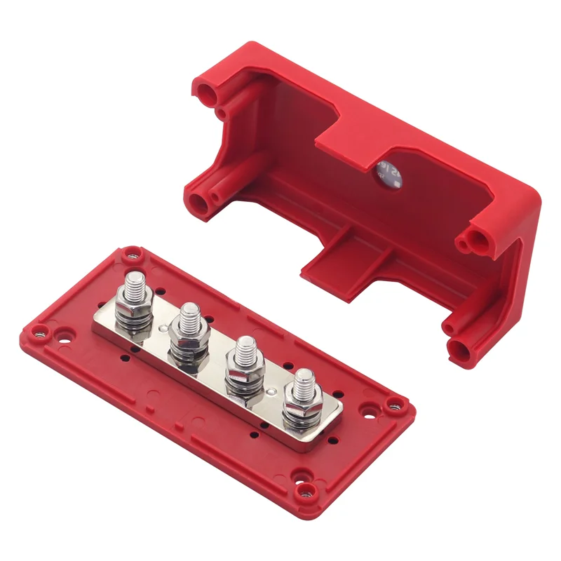 2PCS 300A Bus Bar Stud Distribution Block Busbar With 4XM8 (5/16Inch) Terminal Studs For Car RV Boat