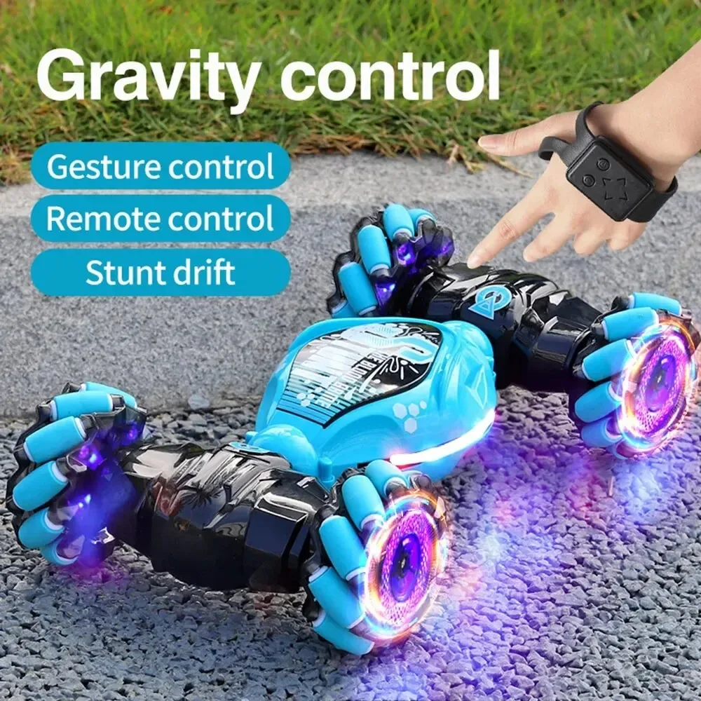 Stunt RC Car with LED Light Kids 4WD 1:16 Gesture Induction Deformation Twist Climbing Remote Control Car Electronic Toys