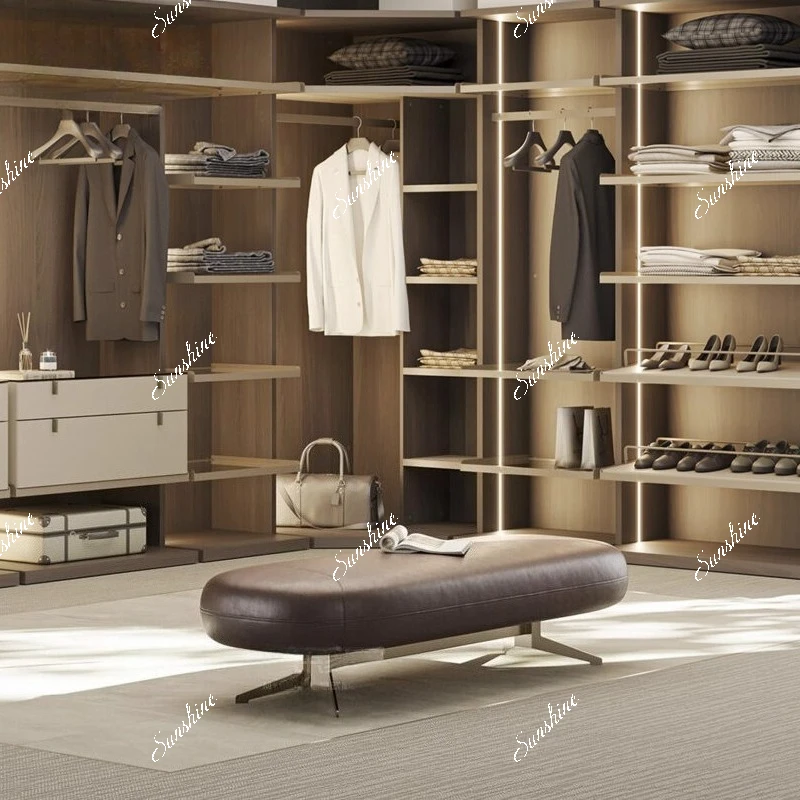 

Italian minimalist living room sofa bench home shoe changing stool