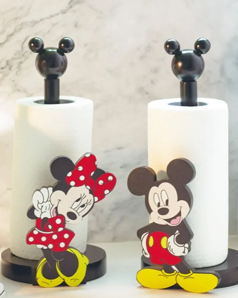 Disney Anime Hobby Mickey Mouse Minnie Creative Kitchen Upright Paper Towel Hanger Lazy Cartoon Rag Holder No Punch Gift