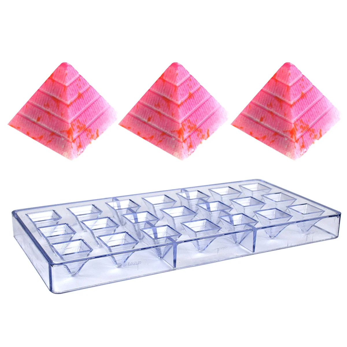 Polycarbonate Chocolate Mold 21 Cavities Pyramid Shape, Hard PC Mould Home Use for Beginner Praline Candy Making