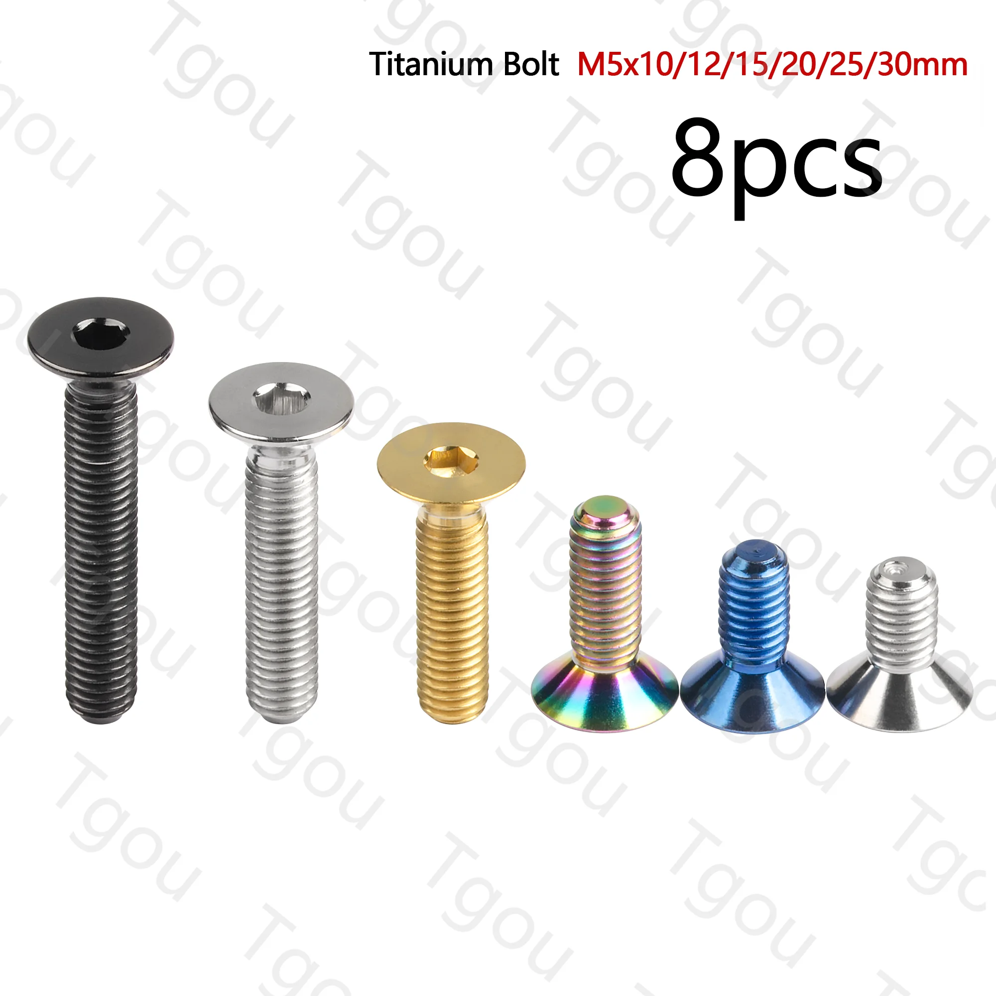 

Tgou Titanium Bolt M5x10/12/15/20/25/30/35mm Hex Flat Countersunk Head Screw for Bicycle 8pcs