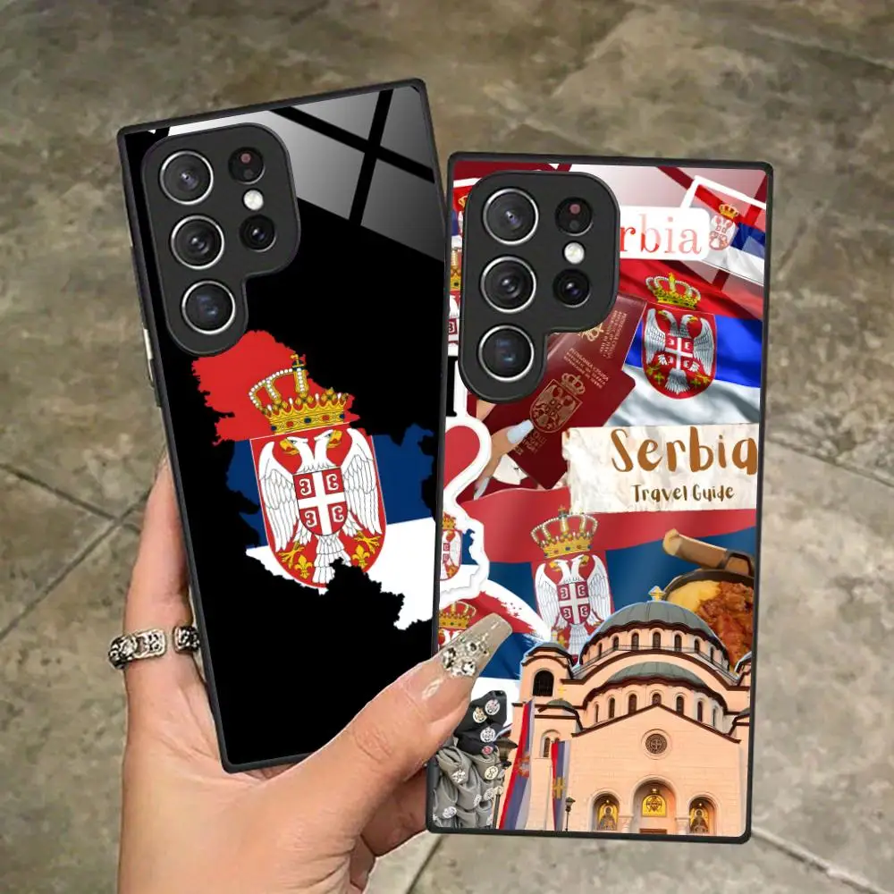 

Serbia Flag Phone Case for Samsung Galaxy A56 55 54 53 52 51 36 35 34 23 16 15 5G Glass Protective Cover