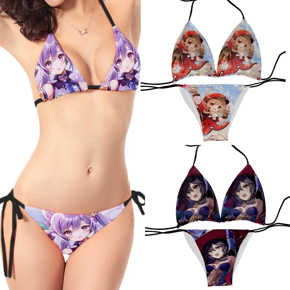 Japanese anime girl bikini 3D printing fashion trend cute beachwear with chest pad cruise ship travel Vacation leisure cosplay