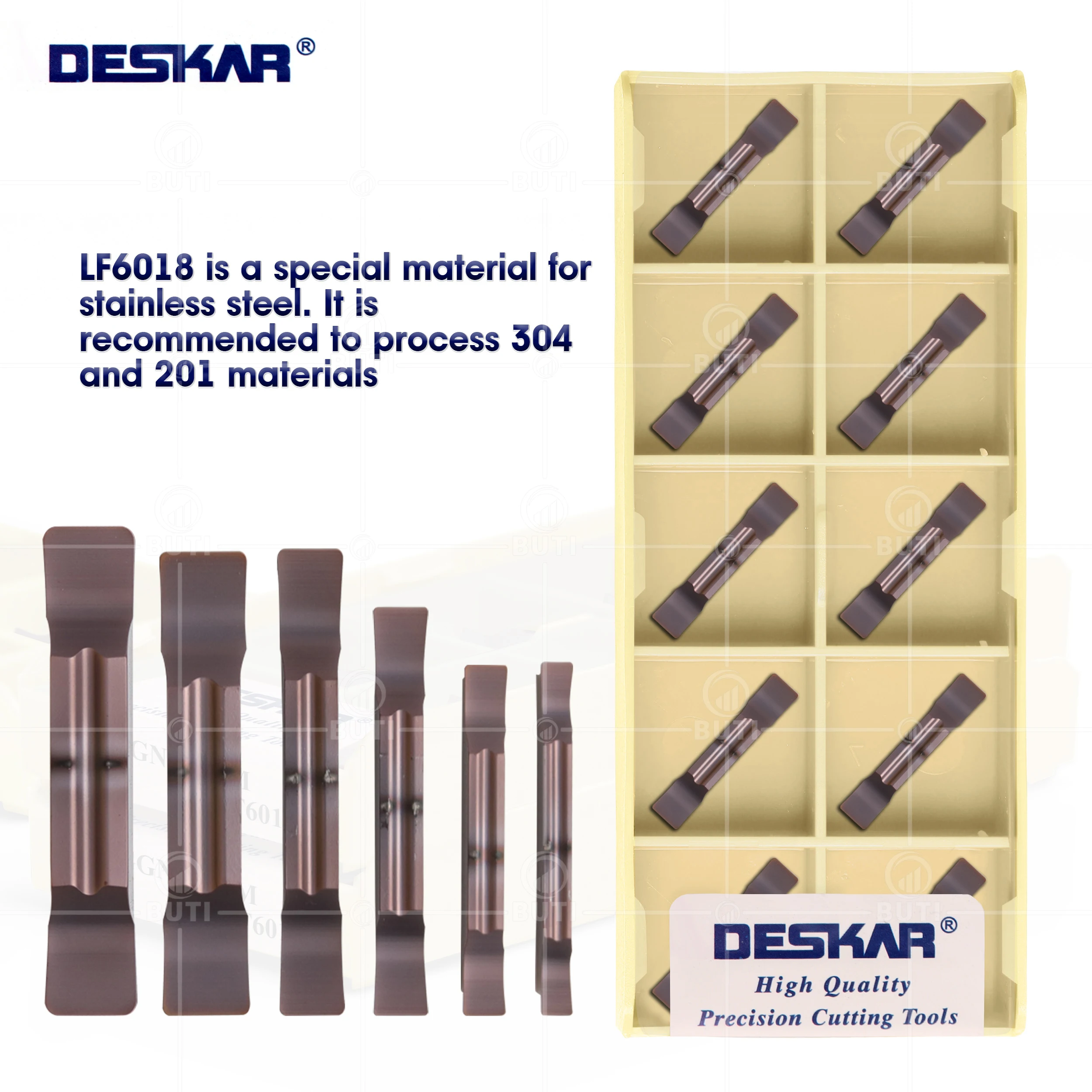 Deskar-herramientas de torneado de torno CNC, insertos de ranurado de carburo para acero inoxidable, MGGN150, 100%, 200, 250, 300, 500-JM, LF6018, 400 Original