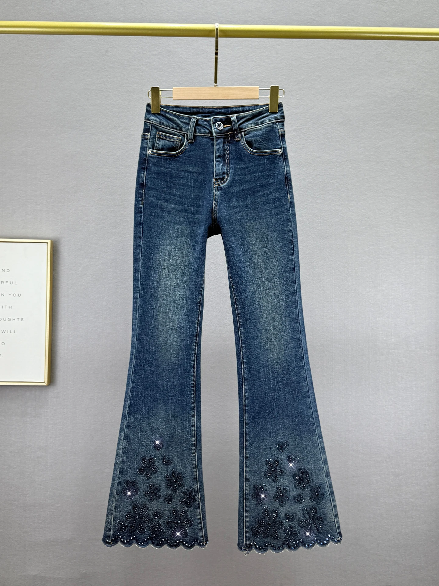 

Retro High Waist Slim Fit Jeans Women's Trendy Micro Flared Pants Comfortable Elastic Cotton Denim Soft Sli Autumn New Ar...