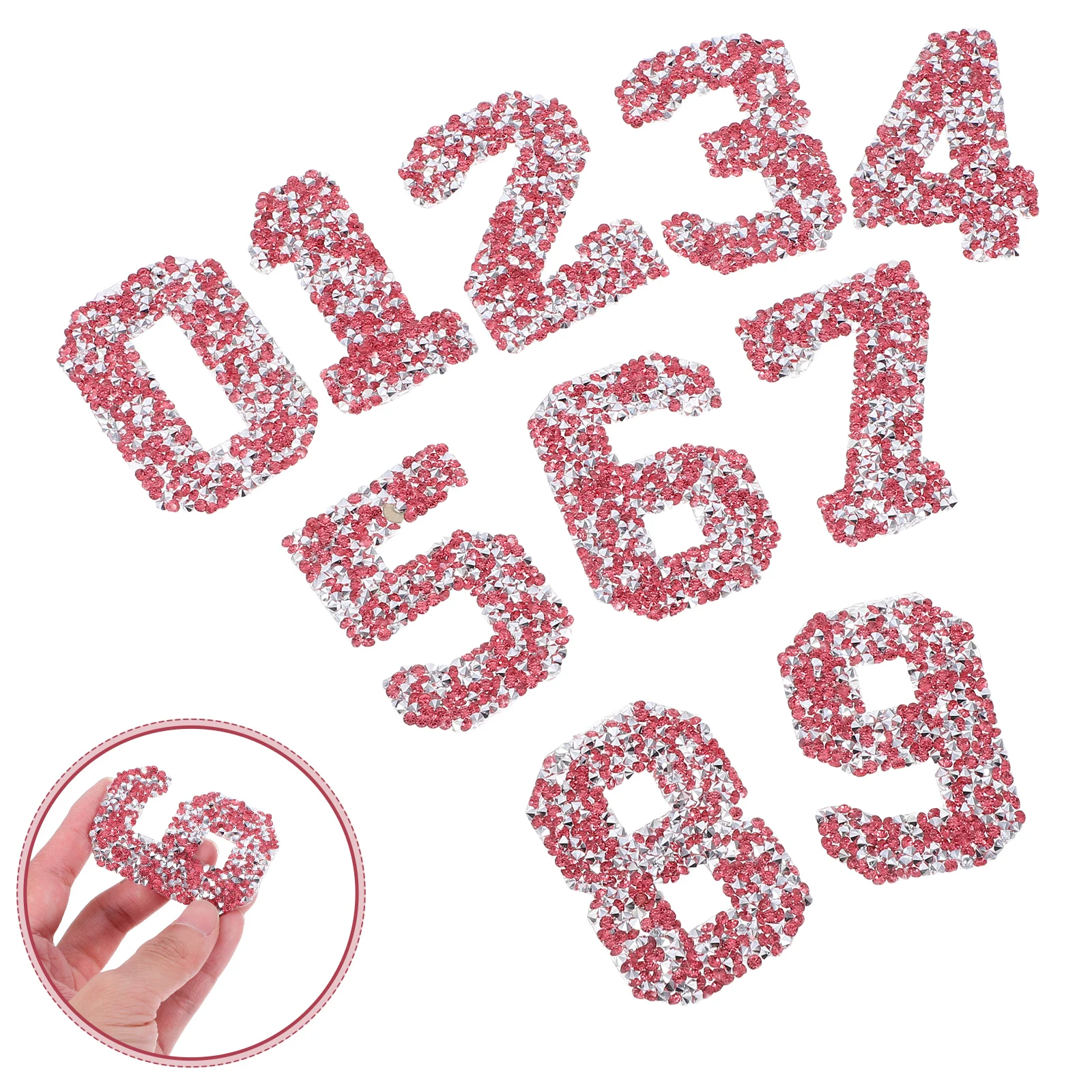 10pcs Transfer Clothing Diy Patch Rhinestones Gems Clothes DIY Iron Appliques Resin Creative Number Patches Washable