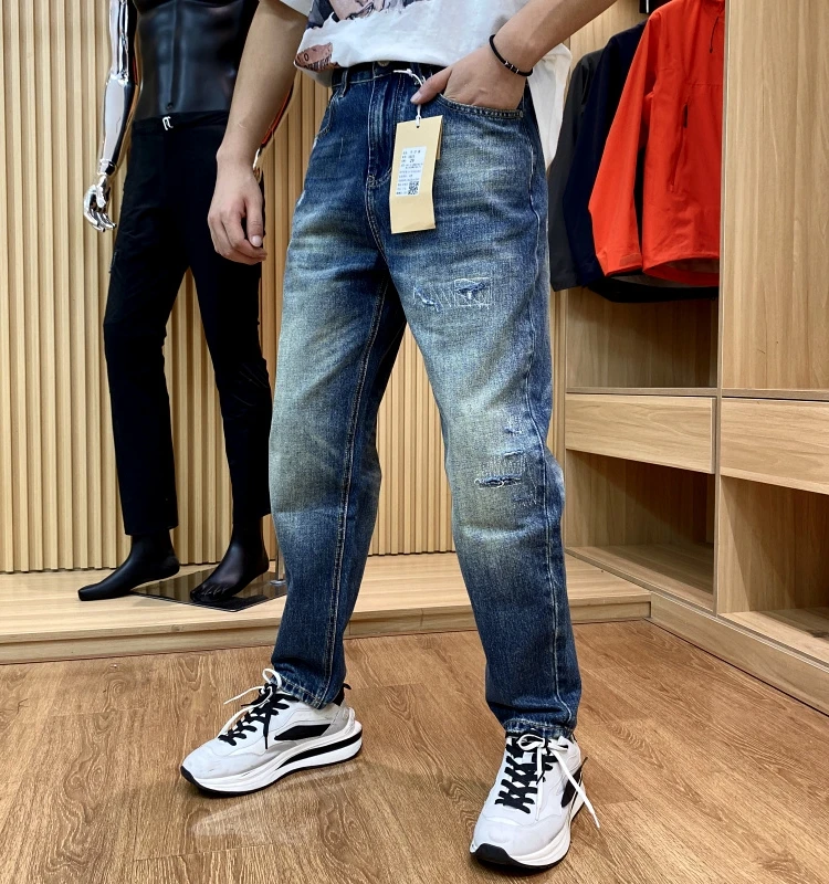   Celana Jeans Pria Longgar dengan Kaki Lurus Kasual Denim Trendy Musim Gugur Kedatangan Baru Celana Panjang Remaja Nyaman Dipakai
