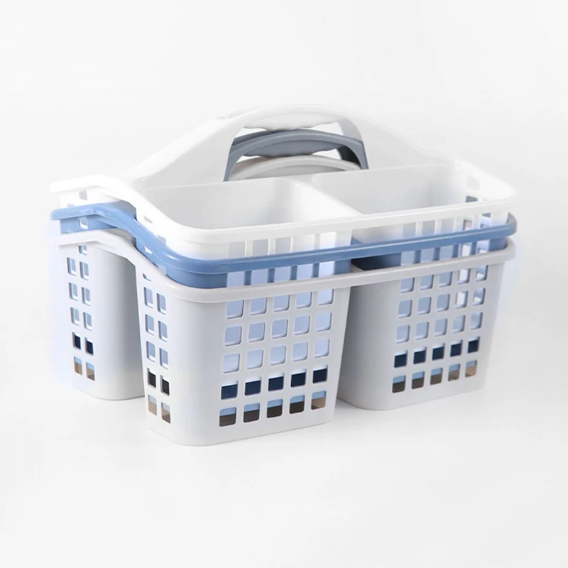 Plastic Handheld Bath Basket with 4-compartment , SPA Bathing Utensils Organizer Bathroom Toiletries Storage Shower Basket