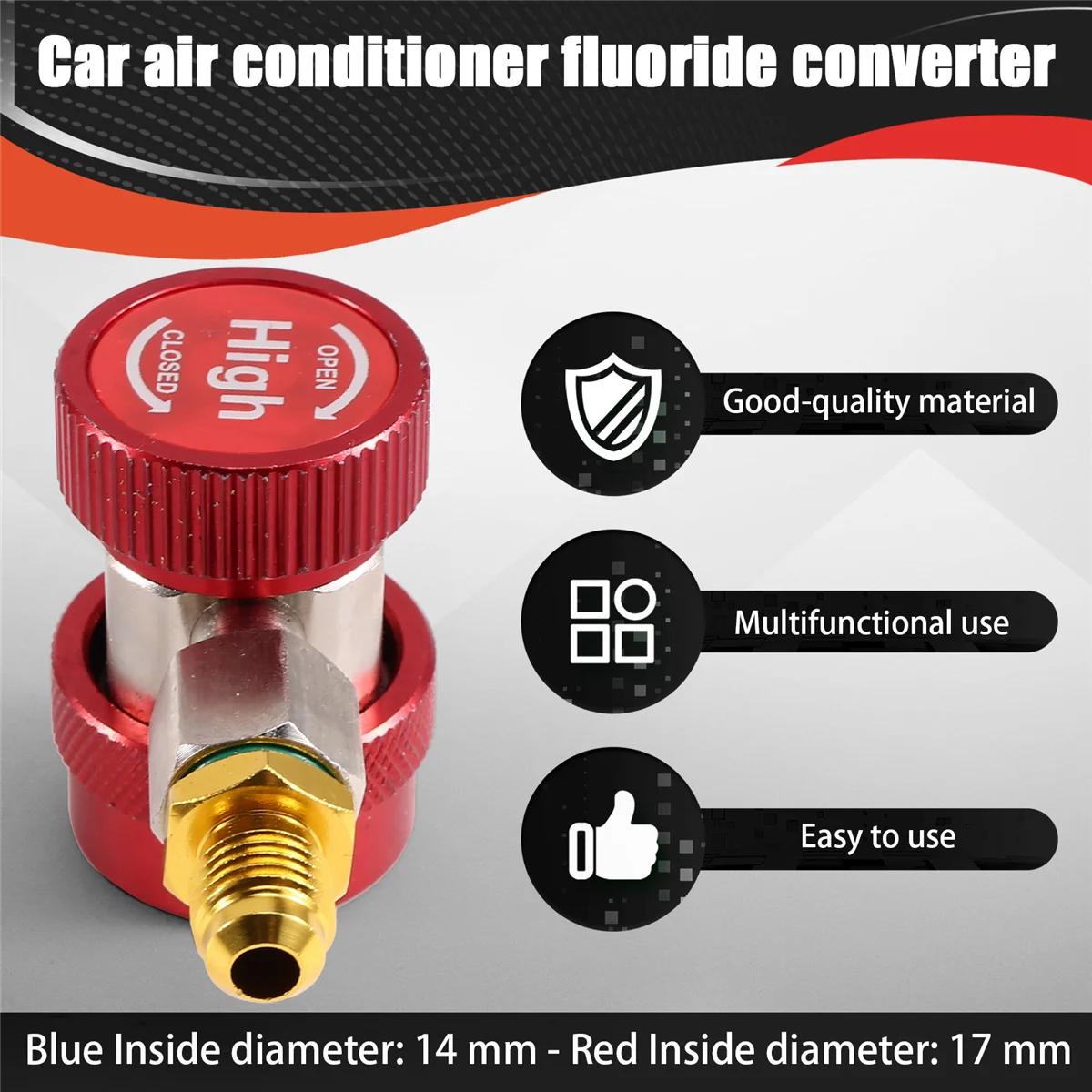 A002 R134A Car Air Conditioner Fluoride Converter Quick Coupler Connector Adapter Adjustable Auto Repair Tools Red