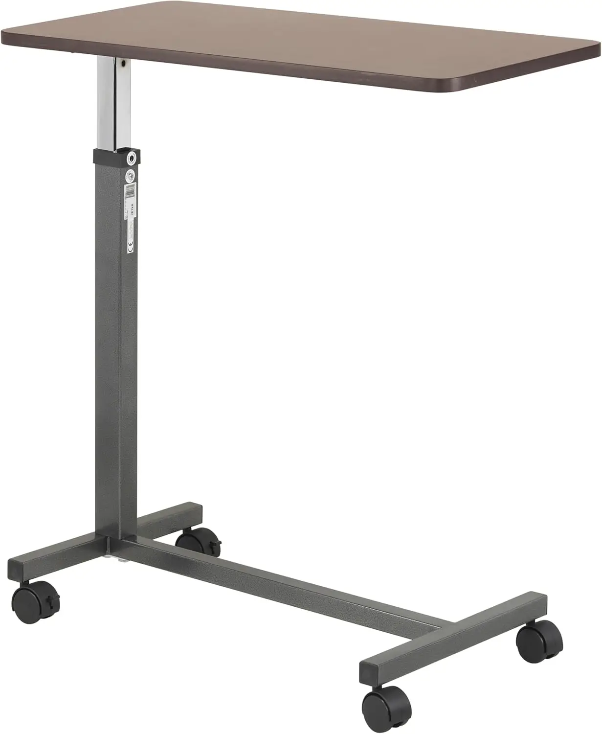 

Adjustable Overbed Rolling Table, Adjustable Standing Desk or Hospital Tray Table with Secure Height Adjustment, Silver Vein