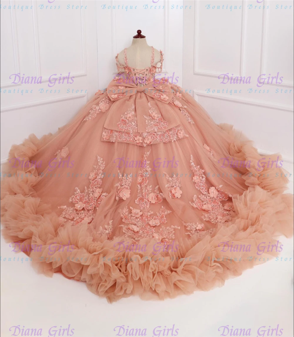 

Lovely Floral Beading Embroidery Little Princess Quality Flower Girl Dress for Wedding Birthday Receptions Holiday Celebrations