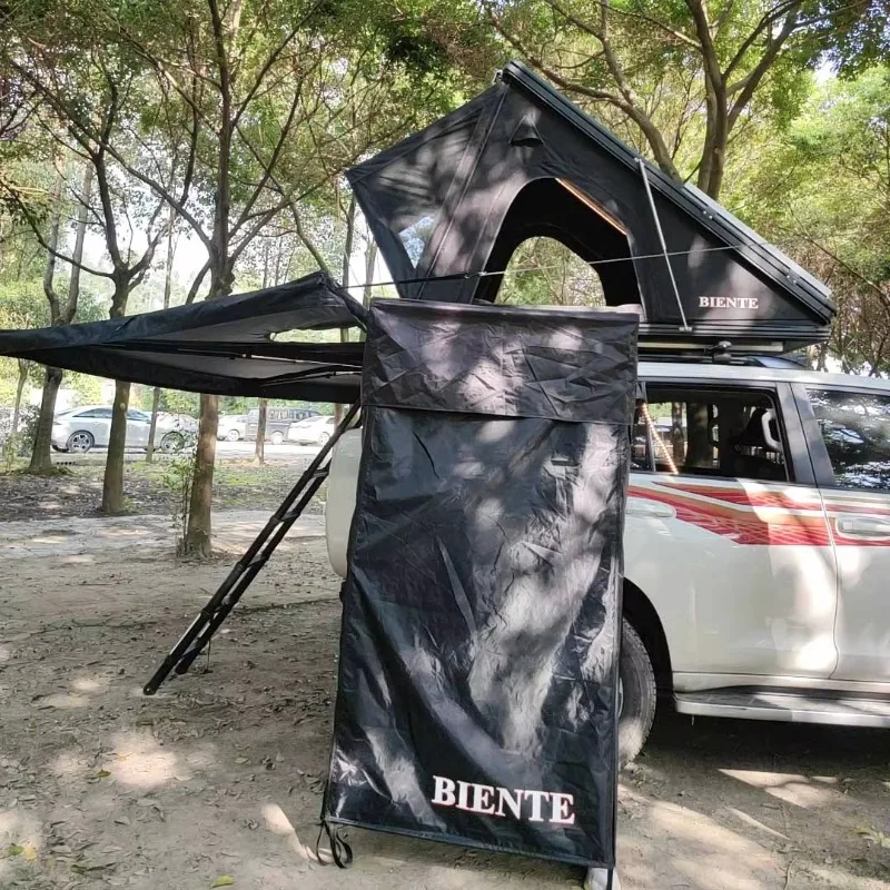 Wholesale Solar 3-4 People Waterproof Triangle Car Roof Tent Hard Shell Awning Camping Tent