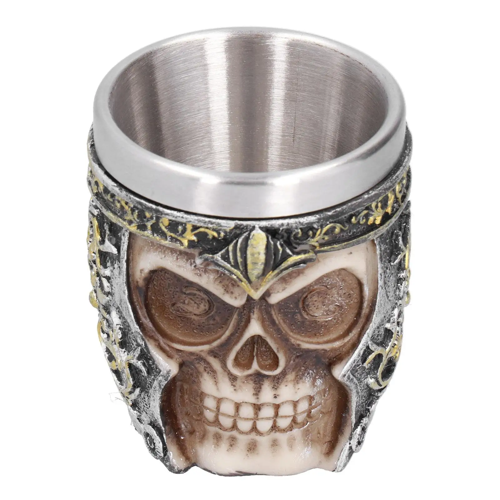 

Viking Skull Mug with Stainless Steel Liner - Lightweight Resin Cup for Home for bar & Party Use