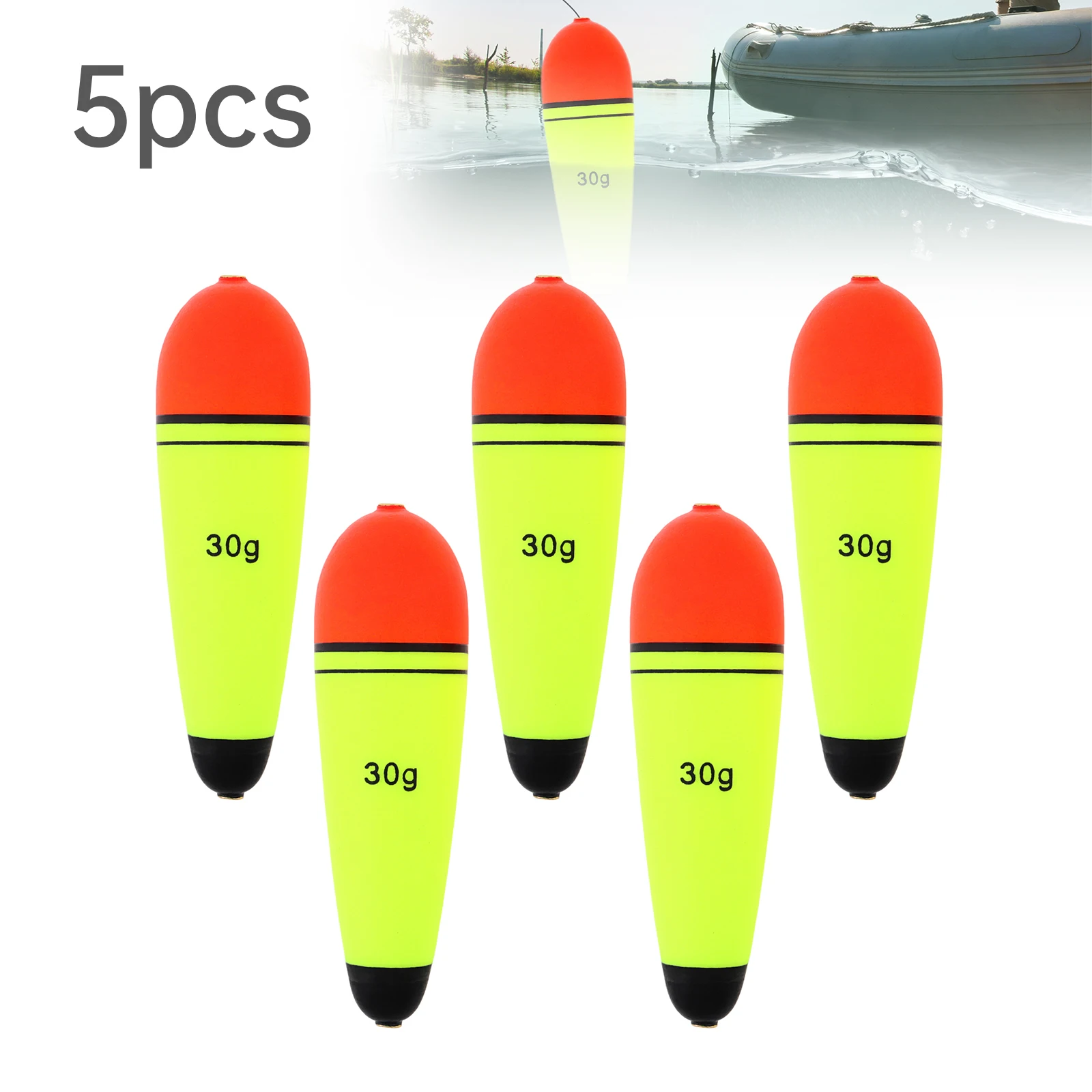 5pcs 30g EVA Slip Bobber Fishing Float for Sea Rock Fishing Long Cast Fishing Catfish 4 inch Eye-catching Slip Corks