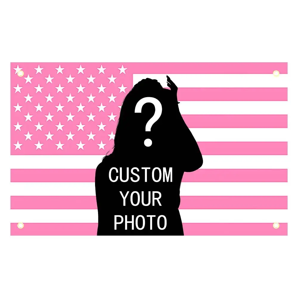 مخصص الوردي الأسود أمريكا أعلام الولايات المتحدة الأمريكية نسيج راية صمم صورتك الخاصة لغرفة النوم في الهواء الطلق مطعم بار جدار ديكور الطرف