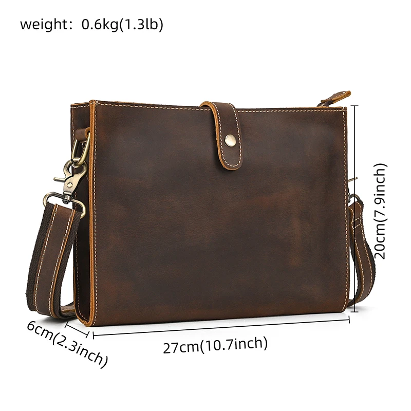 Sale Well Red Brown Evening Bags Luxury Simple Crazy Horse Leather Clutch Bag For Outdoor