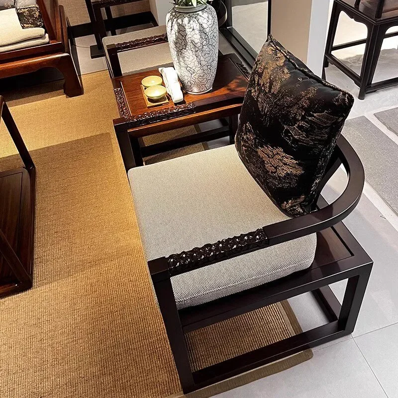 New Chinese Style Solid Wood Living Room Sofas Comfortable Aesthetics Minimalist Luxury Sofa Living Room High-end Furniture