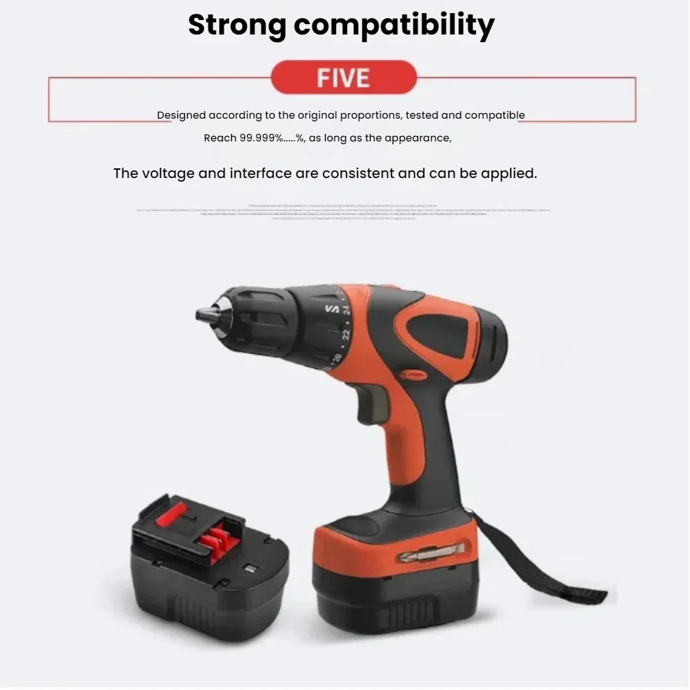 Ni-Mh Rechargeable Battery 14.4V 6000mAh For Black&Decker Power Tool Battery Replacement