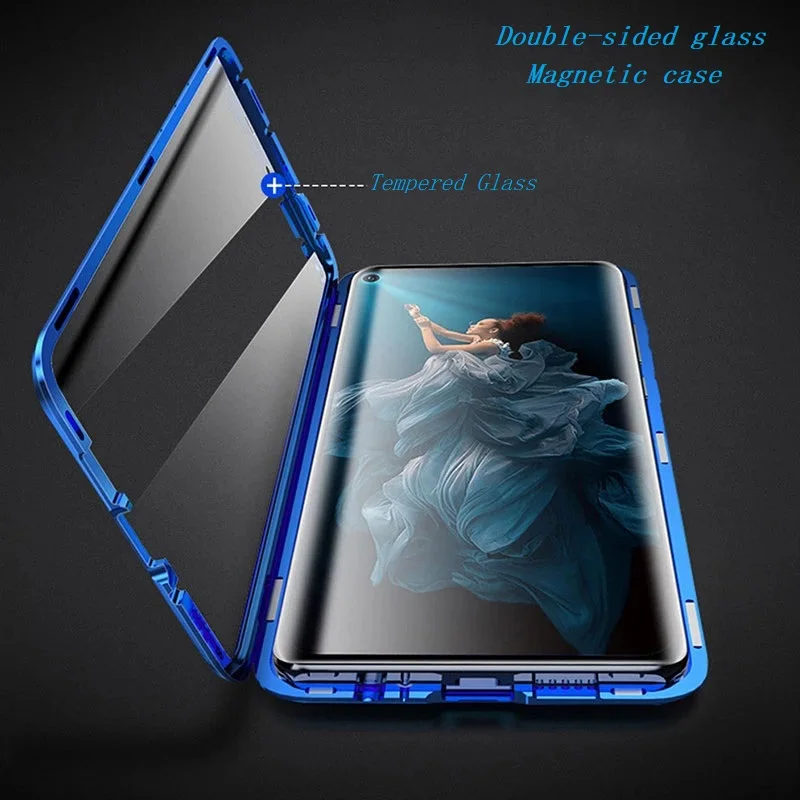 Magnetic Glass Mobile Phone Case For Samsung Galaxy S25 Ultra S23 S24 Ultra S22 Plus S21 FE A14 A53 A54 Phone Protection Cover