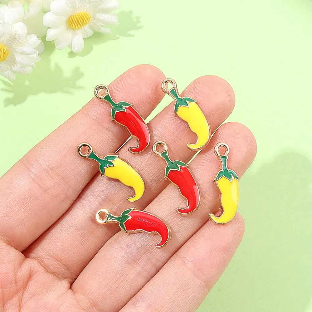 2/11/22pcs Red Yellow Chili Shaped Pendants,DIY Earrings,Christmas Thanksgiving Halloween Parties Vacation Parties Accessories