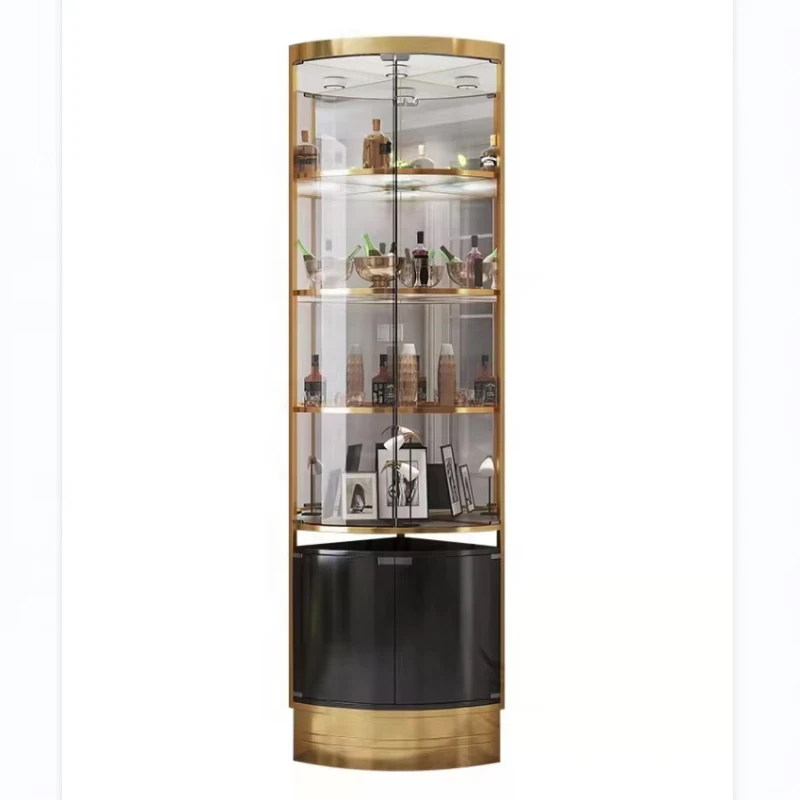 

Modern living room stainless steel metal frame wine display case
