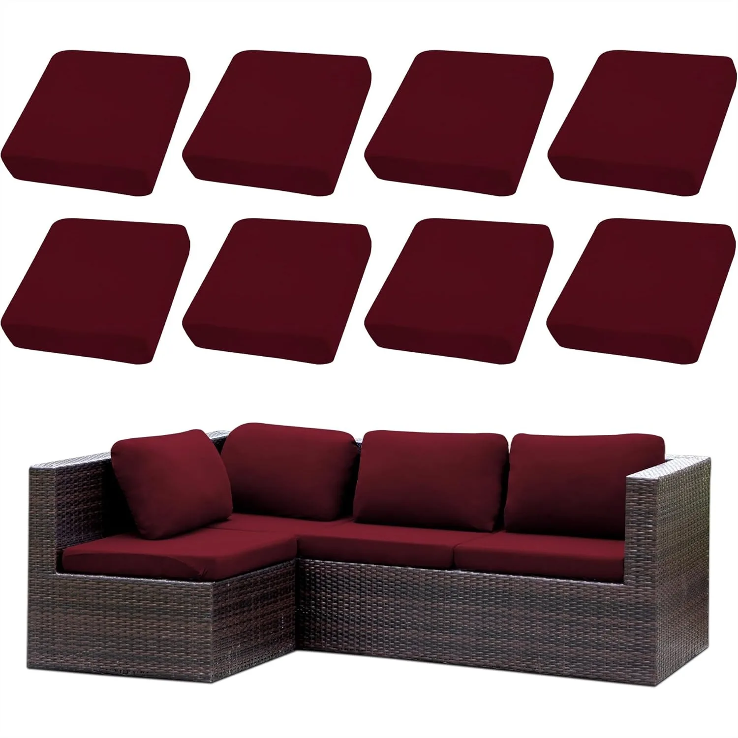 

Outdoor Cushion Covers Set 8Pcs Patio Furniture Couch Seat Slipcovers For Sofa Sectional Chair