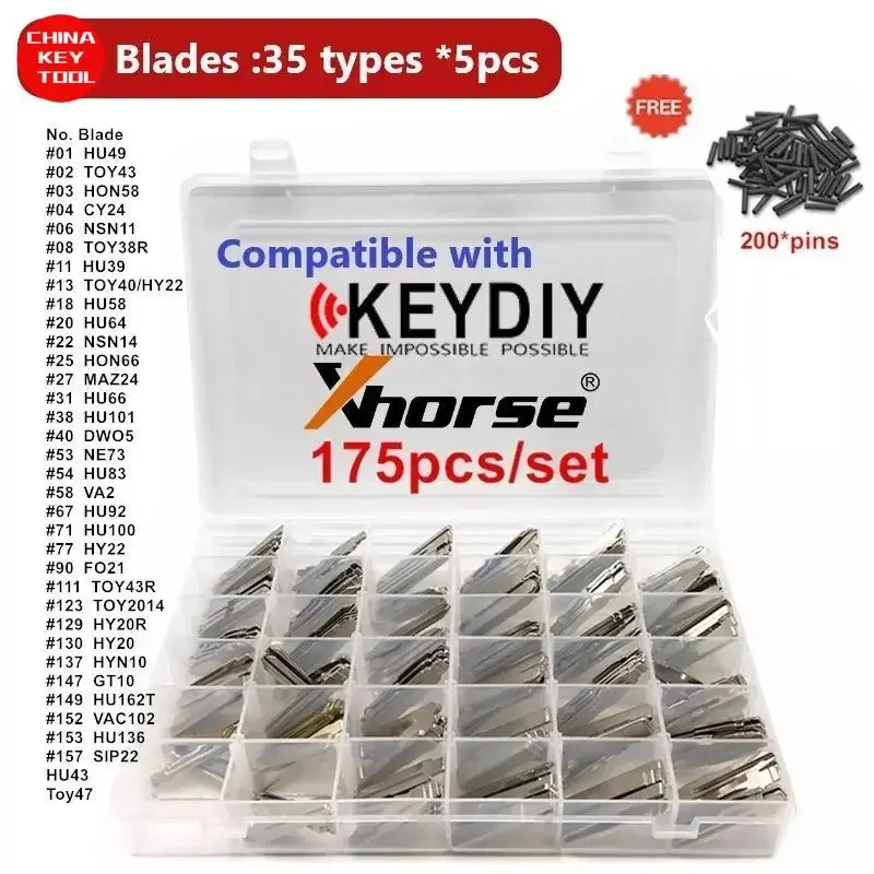 175pcs Car key Blank suitable for Keydiy XHorse Remote Key Blades with 200pins