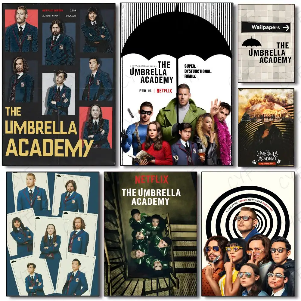 Superhero Series T-The Umbrella Academy Poster Painting Wall Art Mural for Living Room Home Decor and Gifts