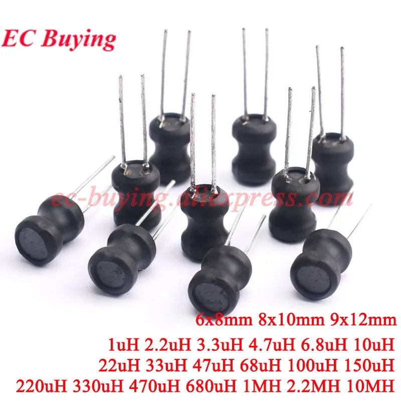 

10Pcs/5pcs 0608 6*8mm 0810 8*10mm 0912 9*12mm I-shape Power Inductor Inductance Copper Coil DR CORE 1MH 100uH 33/47/68/150/220uh
