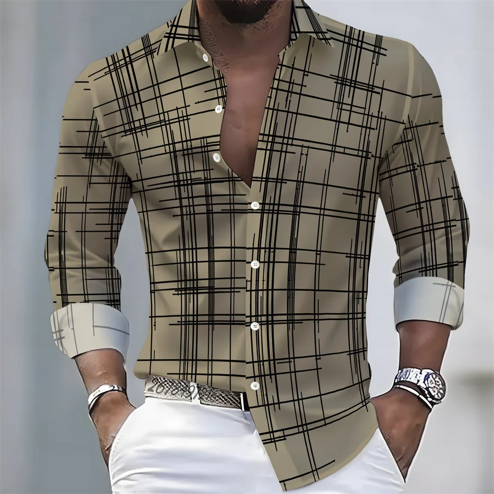 2026 21-color Spring/Autumn New Men's Long-Sleeved Striped Shirt, European and American Style Casual Loose Comfortable Top