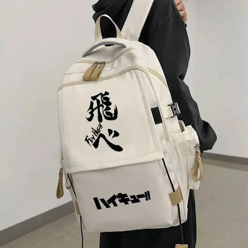

Anime Game Breathable Mesh Black White Red Blue Haikyuu Student Teens School Bags Backpacks