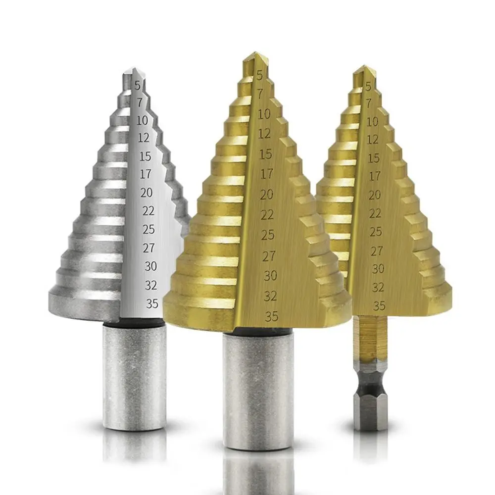 High Quality Cutter Core 5-35mm Drill Bit Straight Groove Step Titanium Coated HSS Step Drill