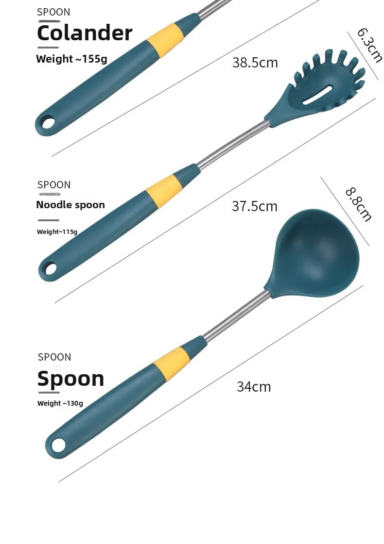 Kitchenware five-piece set stainless steel silicone spatula colander non-stick pan