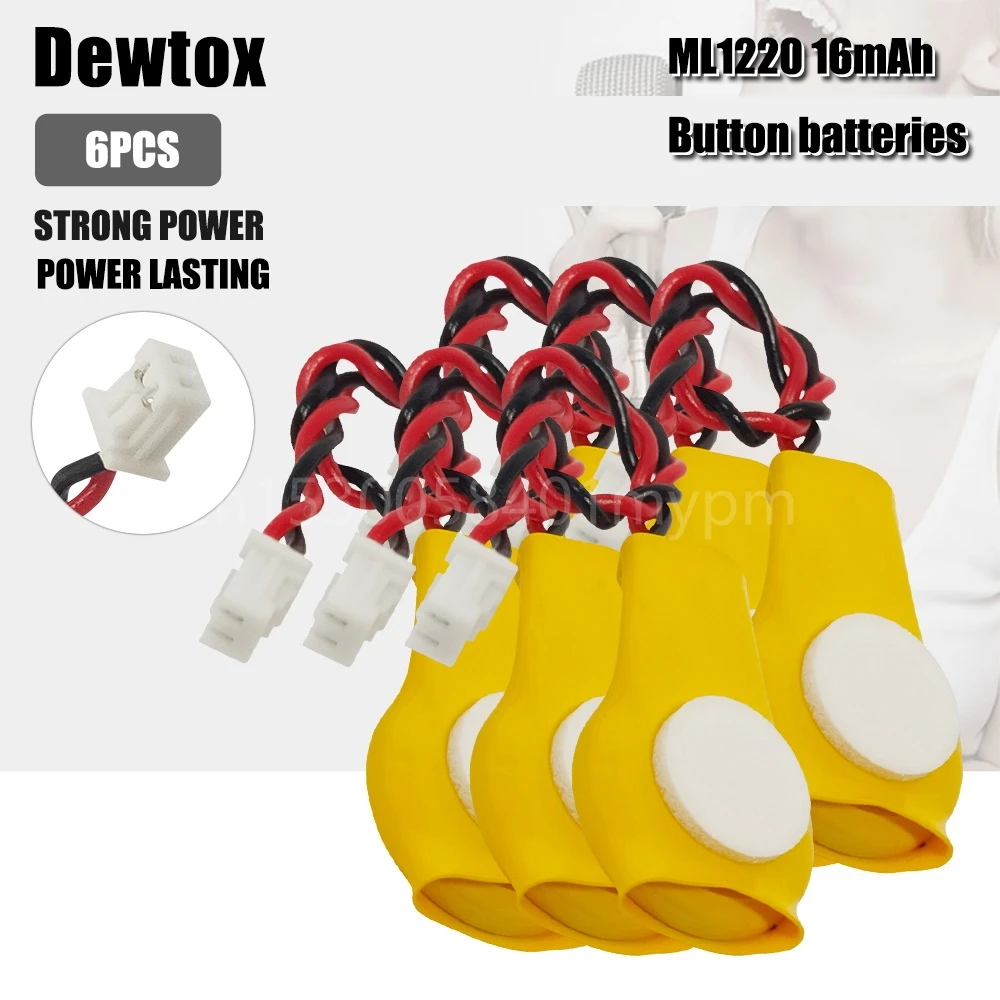 6 قطعة ديوتكس ML1220 3V اللوحة CMOS بطارية ليثيوم قابلة للشحن لعبة إلكترونية ، التتابع ، آلة التحكم في الضرائب