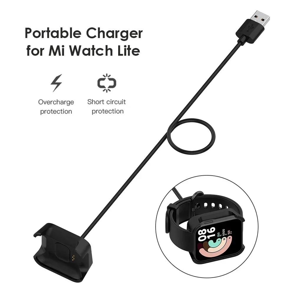 1m USB Charging Cable for Xiaomi Mi Watch Lite/Redmi Watch Charger Charging Cradle Dock Smartwatch Accessories Black