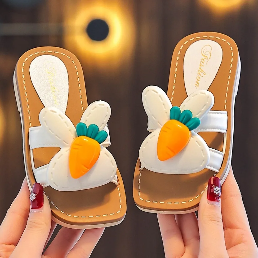 

1Pair Cute Rabbit Carrot Children's Slippers Non-slip Soft Sole Baby Slippers Open Toes Children Shoes Home