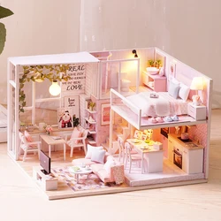 Wooden Mini Doll House DIY Small Houses Kit Duplex Apartment 3D Puzzle Assembly Building Toy Decoration With Furniture Dollhouse