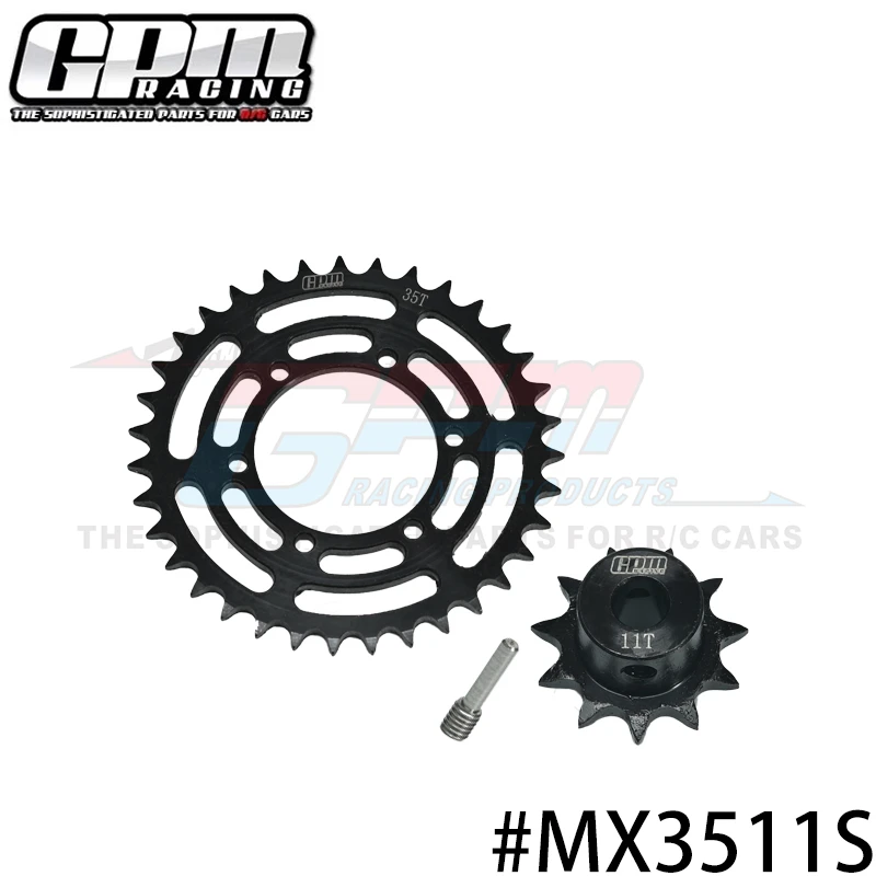 GPM Medium Carbon Steel Hub Chain Sprocket Set 35T/11T For LOSI 1/4 Promoto MX