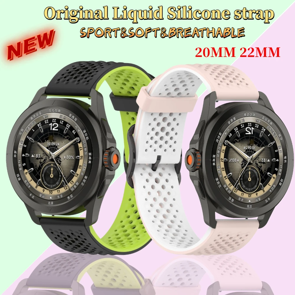 Original Liquid Silicone Strap for Xiaomi Watch S4 S3 S2 Color Bracelet Huawei Watch 4/GT4-3-2 for Galaxy Watch 4/5/6/7 Correa