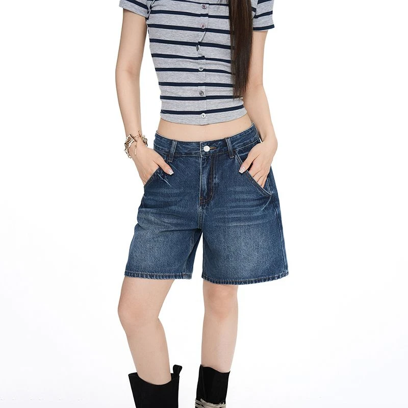 ZHISILAO New High Waist Denim Shorts Women Vintfage Chic Classic Y2K Blue Jeans Shorts Summer 2026