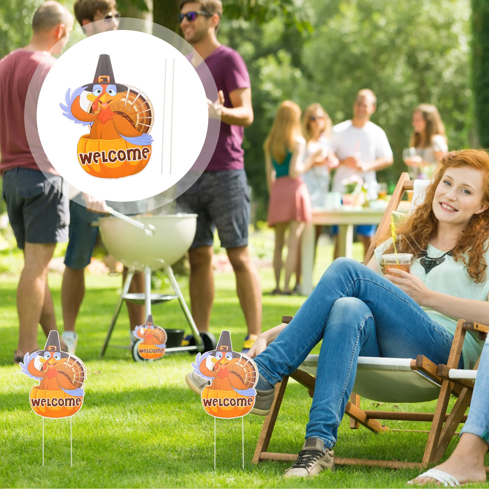 

1pc Turkey Insert Board For Thanksgiving Outdoor Yard Decor Garden Stake Party Lawn Sign Festival Decoration Decorative Stake