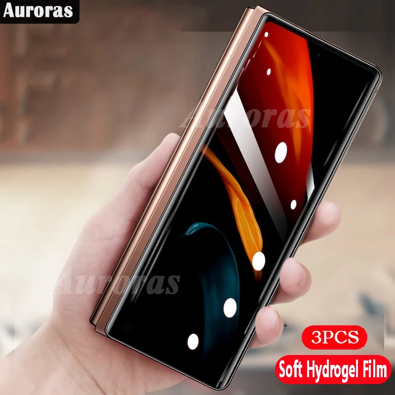 Auroras For Samsung Galaxy Z Fold 5 3Pcs Clear Hydrogel Film Anti Fingerprint For Samsung ZFold 5 Matte Soft Screen Protectors